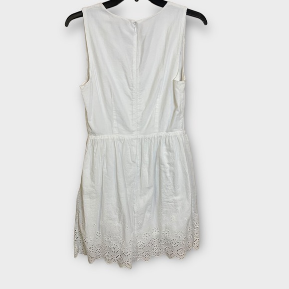 J Crew Factory White Eyelet Lace V Neck Sleeveless A Line Mini Dress Size 2 - Picture 3 of 10